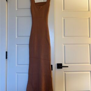 Brown Sleeveless Sweater Dress with Cutout Back